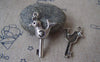 Accessories - 10 Pcs Of Antique Silver Bird Crown Key Charms 21x36mm A3563