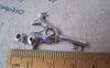 Accessories - 10 Pcs Of Antique Silver Bird Crown Key Charms 21x36mm A3563
