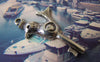 Accessories - 10 Pcs Of Antique Silver Bird Crown Key Charms 21x36mm A3563