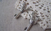 Accessories - 10 Pcs Of Antique Silver Bird Crown Key Charms 21x36mm A3563