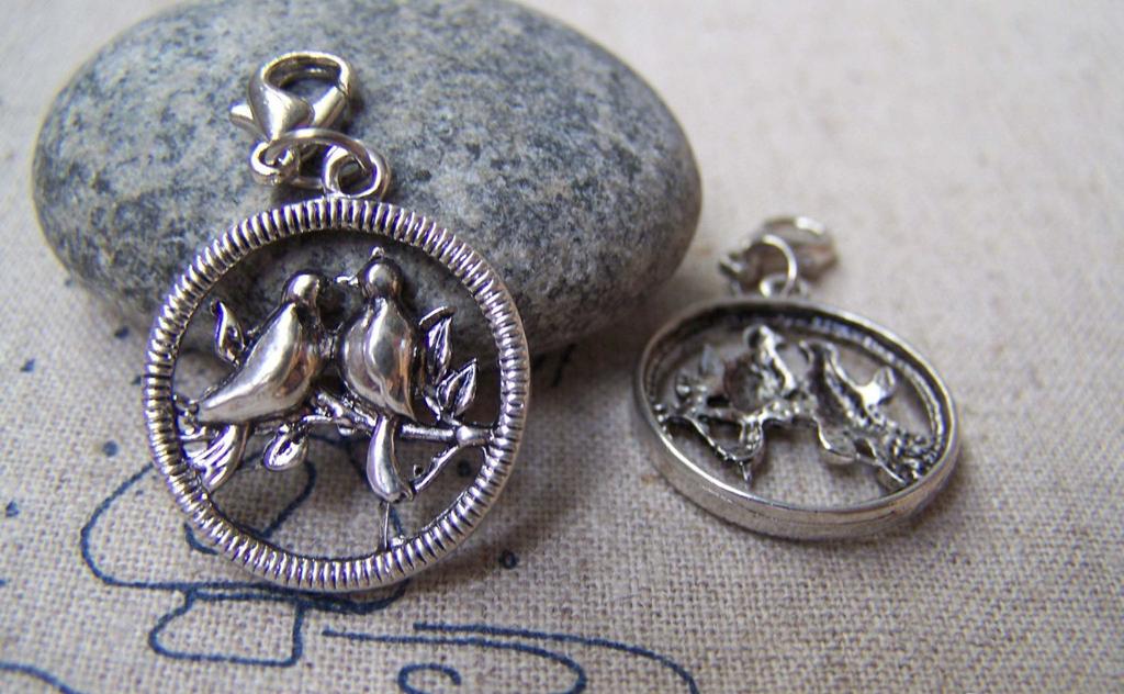 Accessories - 10 Pcs Of Antique Silver Bird Ring Charms 22mm A817