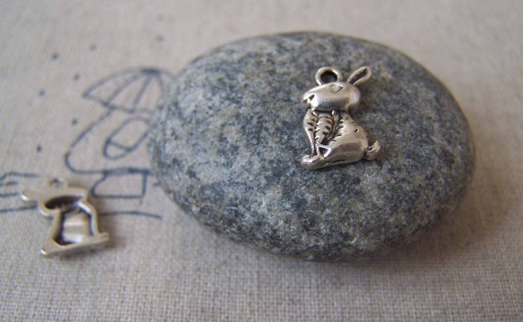 Accessories - 10 Pcs Of Antique Silver Carrot Rabbit Charms 9x13mm A1175