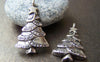 Accessories - 10 Pcs Of Antique Silver Christmas Tree Charms Pendants 25x28mm A956