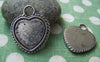 Accessories - 10 Pcs Of Antique Silver Coiled Edge Heart Base Settings Pendants Match 17x18mm Cabochon A3162