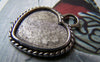 Accessories - 10 Pcs Of Antique Silver Coiled Edge Heart Base Settings Pendants Match 17x18mm Cabochon A3162