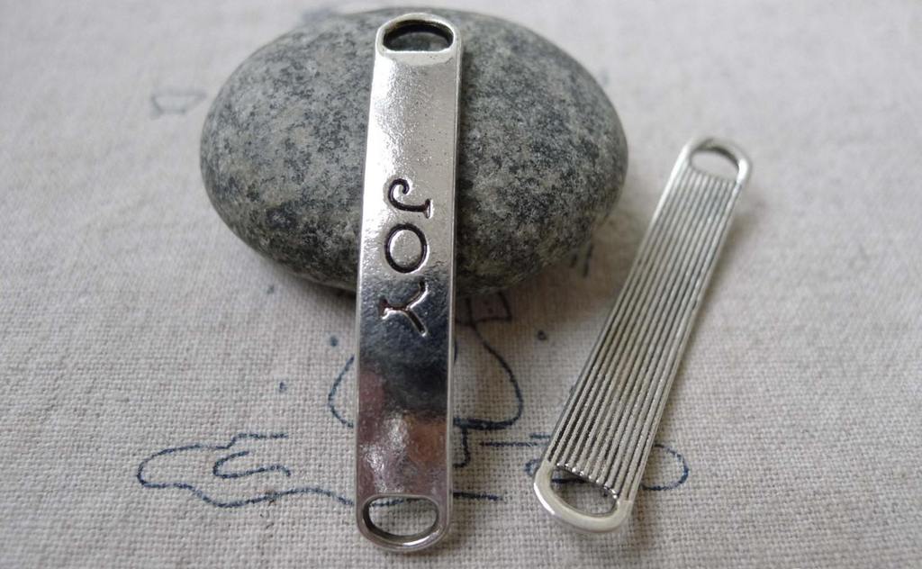 Accessories - 10 Pcs Of Antique Silver Curved Bracelet Connector Charms 8x48mm A6630