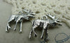 Accessories - 10 Pcs Of Antique Silver Deer Pendants Charms 22x22mm A6007