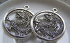 Accessories - 10 Pcs Of Antique Silver Dragon Ring Round Charms 32mm A4716
