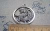 Accessories - 10 Pcs Of Antique Silver Dragon Ring Round Charms 32mm A4716