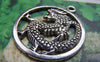 Accessories - 10 Pcs Of Antique Silver Dragon Ring Round Charms 32mm A4716