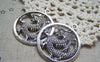 Accessories - 10 Pcs Of Antique Silver Dragon Ring Round Charms 32mm A4716