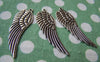 Accessories - 10 Pcs Of Antique Silver Feather Wing Charms Pendants 16x50mm A3236