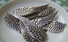 Accessories - 10 Pcs Of Antique Silver Feather Wing Charms Pendants 16x50mm A3236