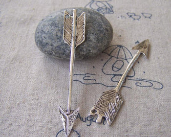 Accessories - 10 Pcs Of Antique Silver Filigree Arrow Pendants 11.5x63mm A2365