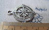 Accessories - 10 Pcs Of Antique Silver Filigree Compass Charms Pendants 25mm A1280