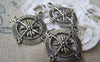 Accessories - 10 Pcs Of Antique Silver Filigree Compass Charms Pendants 25mm A1280