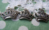 Accessories - 10 Pcs Of Antique Silver Filigree Crown Charms 18x22mm A763