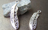 Accessories - 10 Pcs Of Antique Silver Filigree Feather Charms 10x38mm A4193