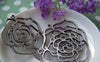 Accessories - 10 Pcs Of Antique Silver Filigree Rose Flower Pendants Charms 40mm A2906