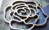 Accessories - 10 Pcs Of Antique Silver Filigree Rose Flower Pendants Charms 40mm A2906