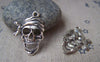 Accessories - 10 Pcs Of Antique Silver Filigree Skull Pirate Charms 19x25mm A1568