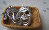 Accessories - 10 Pcs Of Antique Silver Filigree Skull Pirate Charms 19x25mm A1568