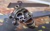 Accessories - 10 Pcs Of Antique Silver Filigree Skull Pirate Charms 19x25mm A1568