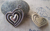 Accessories - 10 Pcs Of Antique Silver Filigree Three Layer Heart Charms 25x25mm A2364
