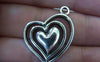 Accessories - 10 Pcs Of Antique Silver Filigree Three Layer Heart Charms 25x25mm A2364