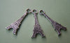 Accessories - 10 Pcs Of Antique Silver Flat Eiffel Tower Charms Pendants 12x32mm A1455