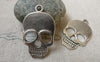 Accessories - 10 Pcs Of Antique Silver Flat Skull Charms 22x31mm A6452
