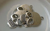Accessories - 10 Pcs Of Antique Silver Flat Skull Charms 22x31mm A6452