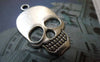 Accessories - 10 Pcs Of Antique Silver Flat Skull Charms 22x31mm A6452