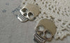 Accessories - 10 Pcs Of Antique Silver Flat Skull Charms 22x31mm A6452
