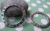 Accessories - 10 Pcs Of Antique Silver Flower And Leaf Circle Ring Charms 32mm A3477