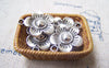 Accessories - 10 Pcs Of Antique Silver Flower Connector Charms 17x23mm  A2887