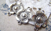 Accessories - 10 Pcs Of Antique Silver Flower Connector Charms 17x23mm  A2887