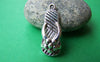 Accessories - 10 Pcs Of Antique Silver Flower Flip Flop Charms 10x21mm A3277