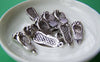 Accessories - 10 Pcs Of Antique Silver Flower Flip Flop Charms 10x21mm A3277