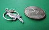 Accessories - 10 Pcs Of Antique Silver Flower Parrot Ring Charms 15x28mm A820