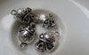 Accessories - 10 Pcs Of Antique Silver Flower Skull Charms 12x16mm A6377