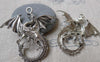 Accessories - 10 Pcs Of Antique Silver Flying Dragon Charms Pendants 43x47mm A7251
