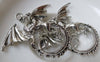 Accessories - 10 Pcs Of Antique Silver Flying Dragon Charms Pendants 43x47mm A7251