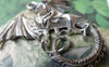 Accessories - 10 Pcs Of Antique Silver Flying Dragon Charms Pendants 43x47mm A7251
