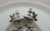 Accessories - 10 Pcs Of Antique Silver Fountain Bird Charms 17x21mm A5916