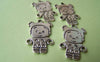 Accessories - 10 Pcs Of Antique Silver Happy Girl Charms Double Sided 25mm A1527