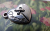 Accessories - 10 Pcs Of Antique Silver Heart Button Charms 18x20mm A6364