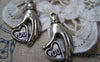 Accessories - 10 Pcs Of Antique Silver Heart Hand Charms Pendants 15x30mm A1375