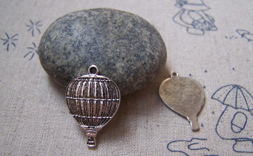 Accessories - 10 Pcs Of Antique Silver Hot Air Balloon Charms 18x25mm A4026