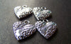 Accessories - 10 Pcs Of Antique Silver Lace Heart Charms Pendants 20mm A1310